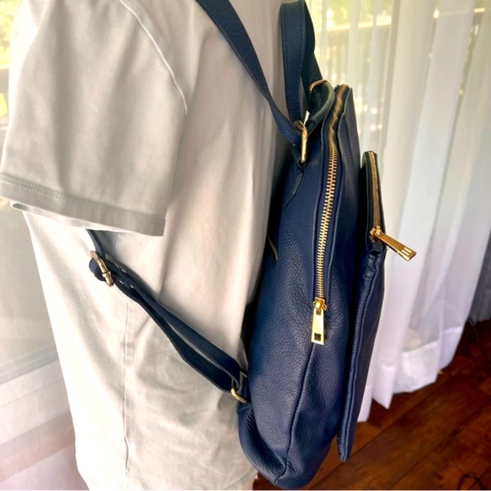Vera Pella Convertible Backpack/Crossbody/Shoulder/Carry Bag Italian Leather - Picture 5 of 17